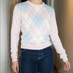Brandy Melville Pink Argyle sweater